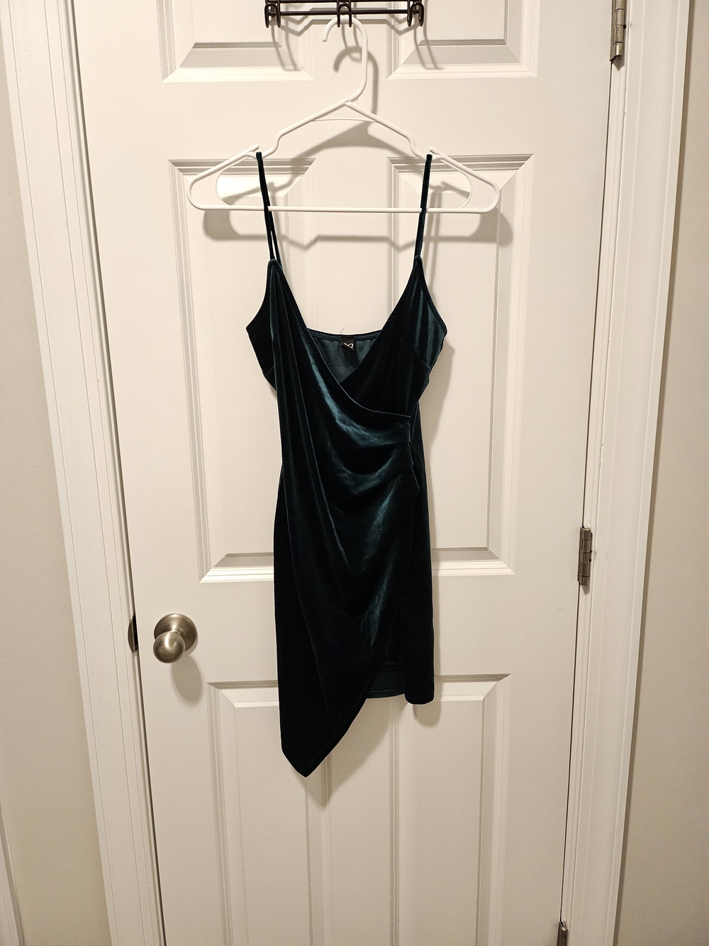 Velvet Slip Dress in Dark Green